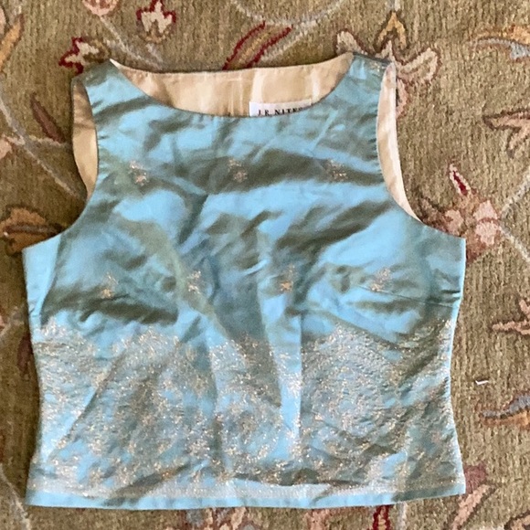 ⚜️ GOLD EMBROIDERED ROBINS EGG BLUE Feminine SHELL LUXURIOUS LOOK - Picture 3 of 16